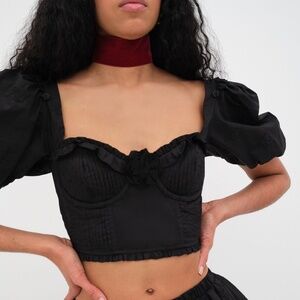 For Love & Lemons Maye Crop Top Size XXS / Black